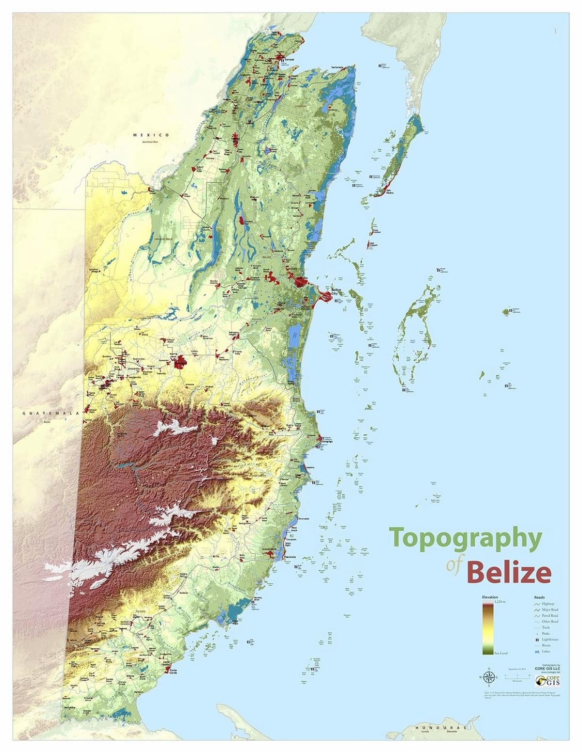 نقشہ کے topographic بیلیز